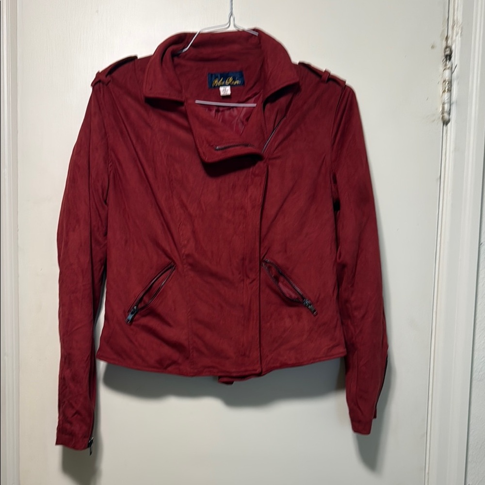 Blue Rain Red Leather Jacket Classic Style